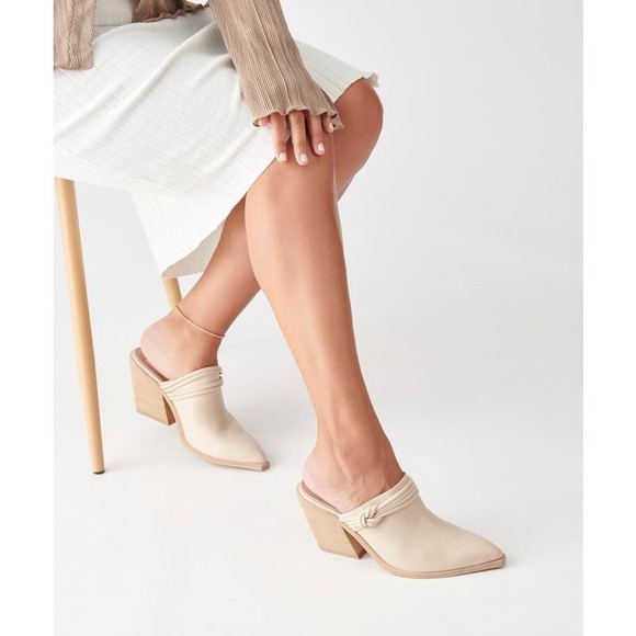 Dolce Vita Sita Mules Suede Heel Off White NEW 8.5 US - Picture 3 of 10